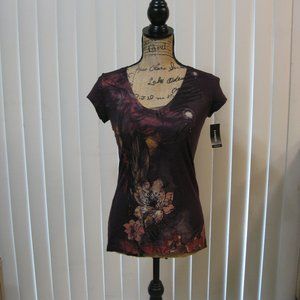 NWT Express purple graphic tee t shirt top XS extra small